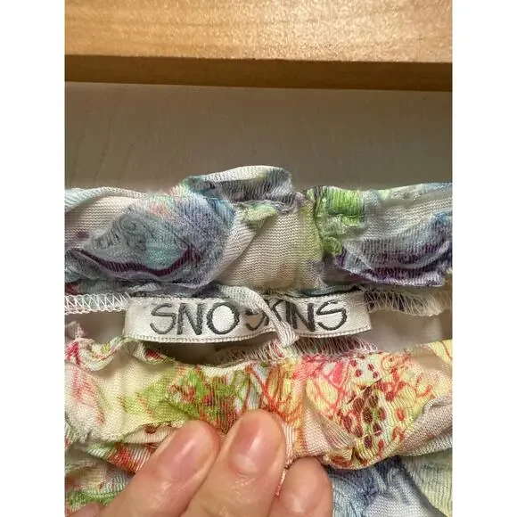 Y2K SNO SKINS Textured Crinkle Abstract Flare Hem A-line Midi Skirt Size Large - Picture 5 of 8